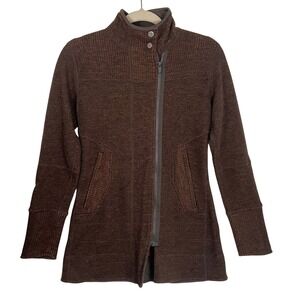 Title Nine Brown Wool Blend Full‎ Zip Jacket Coat Moto Style Womens XS